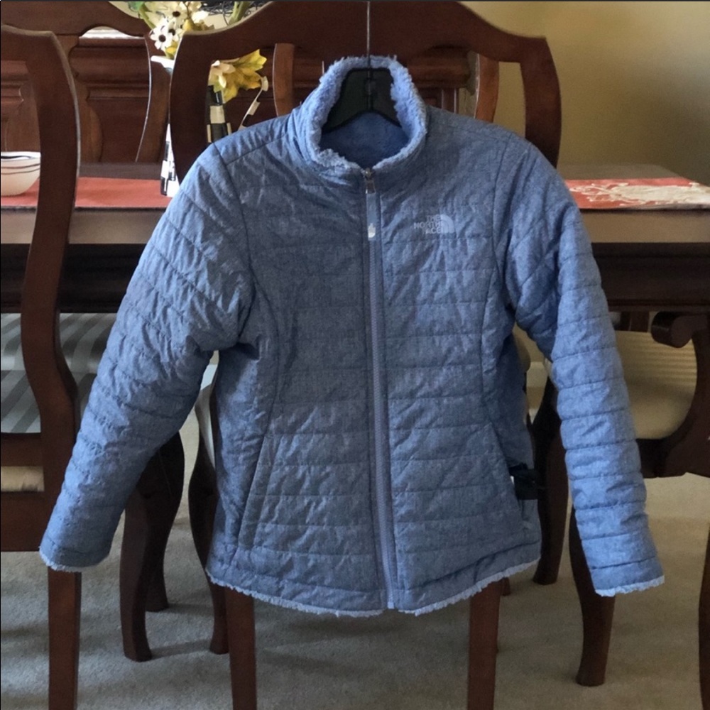 Girls north face jacket, EUC, reversible